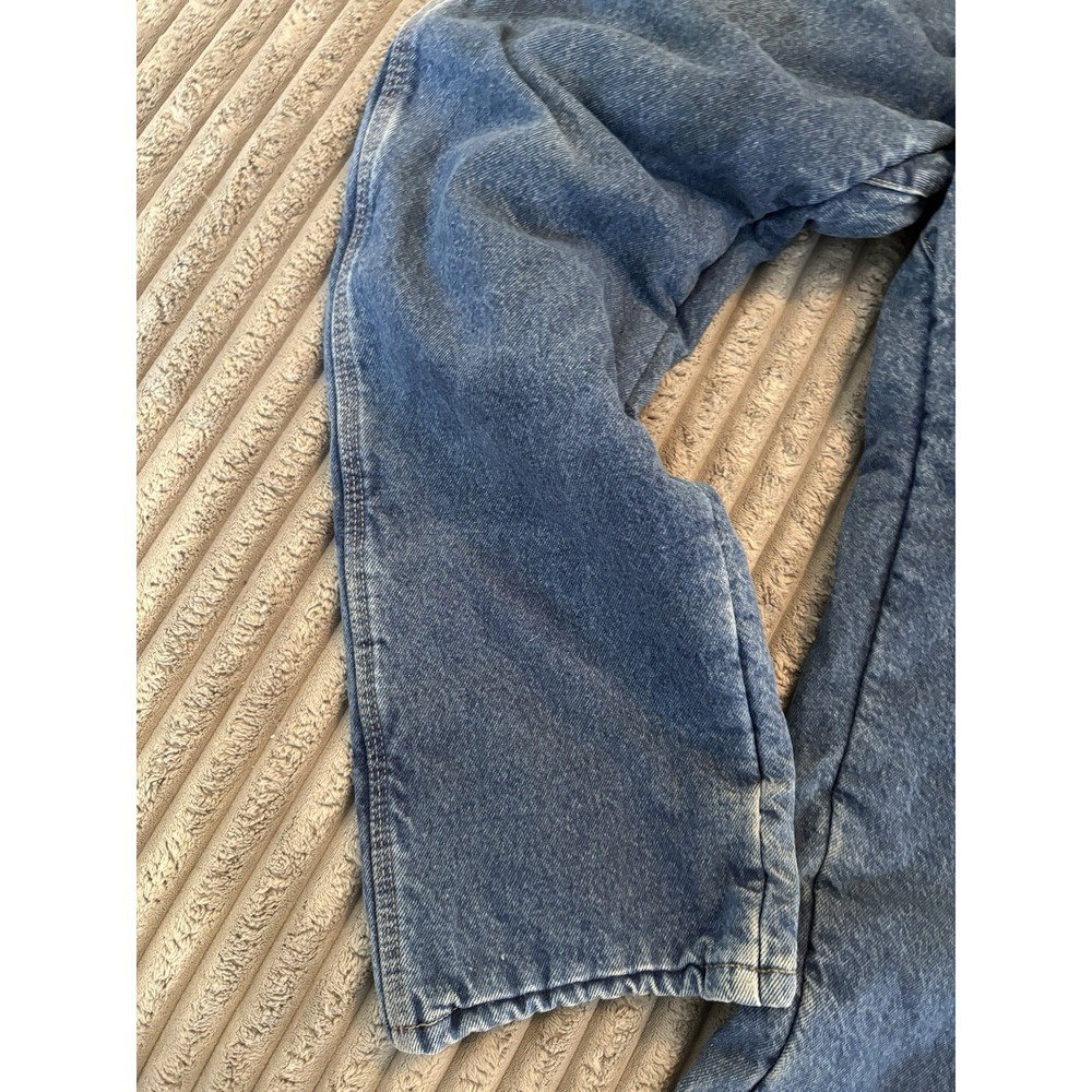 WRANGLER RIGGS WORK WEAR DURA SHIELD DENIM FLANNEL LINED BLUE JEANS 34x30 - Picture 5 of 14